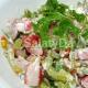 Tomato salad with cucumber, pepper and celery